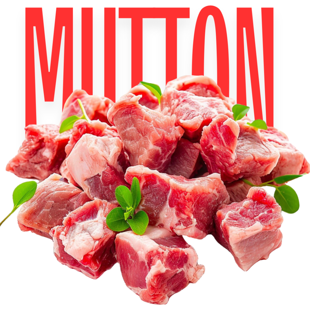 Fresh mutton cuts displayed for the mutton category at Fresh Start Food.